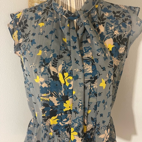 LOFT Floral Blouse in Blue and Yellow - Picture 5 of 6